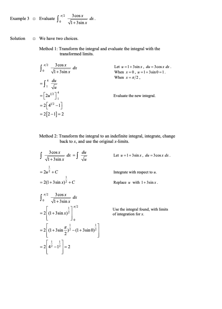 Integration by Substitution in Integration